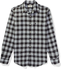 American Eagle Men Plaid Poplin Button-Up Shirt