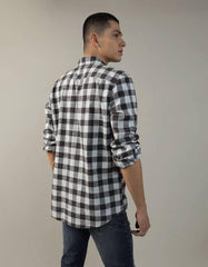 American Eagle Men Plaid Poplin Button-Up Shirt