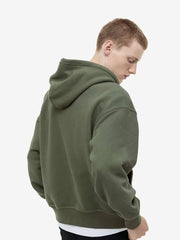 Oversized Fit Zip Up Hoodie Olive
