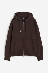 Oversized Fit Zip-through hoodie Dark Brown