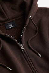 Oversized Fit Zip-through hoodie Dark Brown