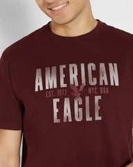 American Eagle Burgundy Graphic T-Shirt – Men's
