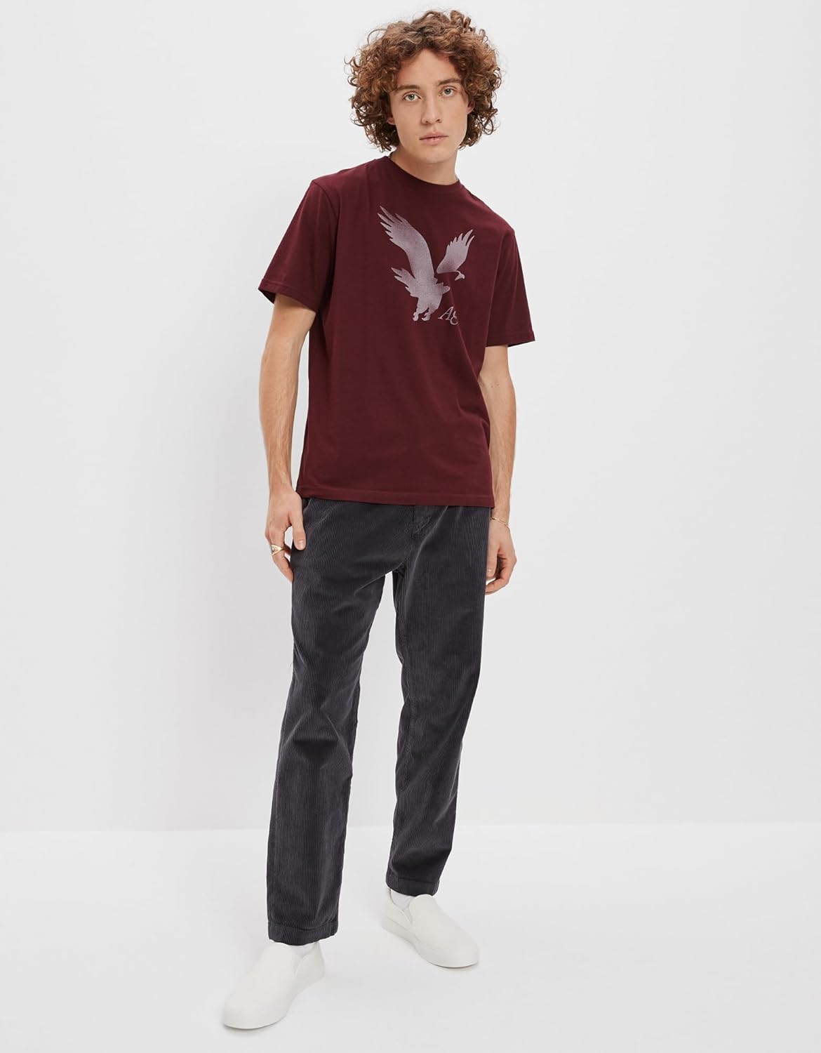 American Eagle Burgundy Eagle Graphic T-Shirt – Men's