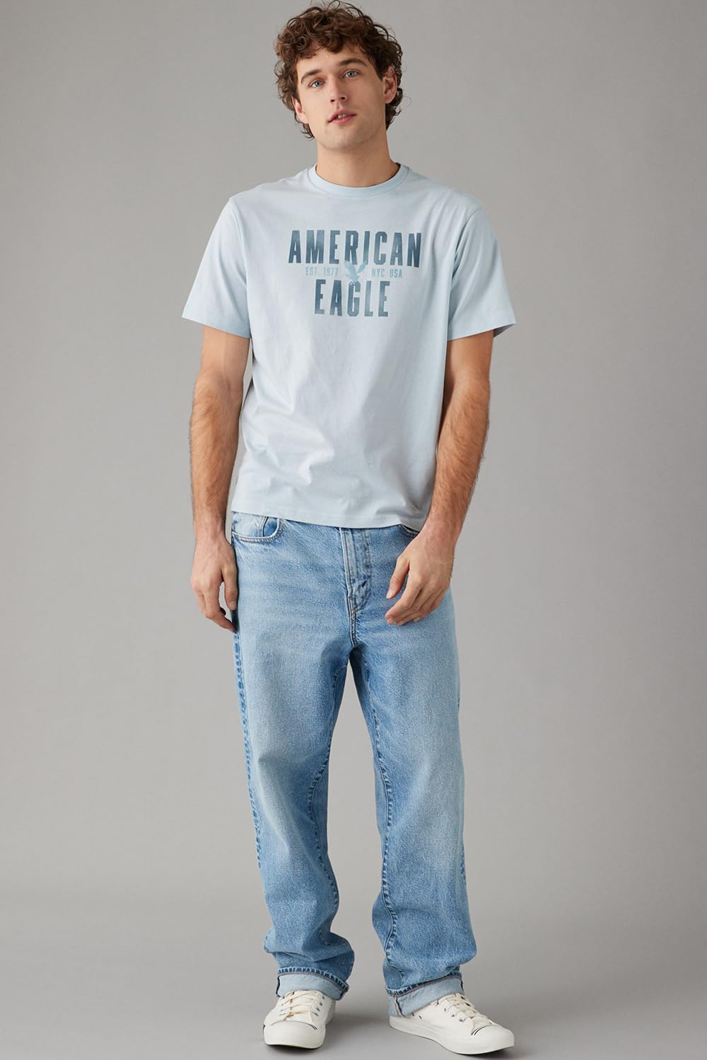 American Eagle Light Blue Graphic T-Shirt – Men's