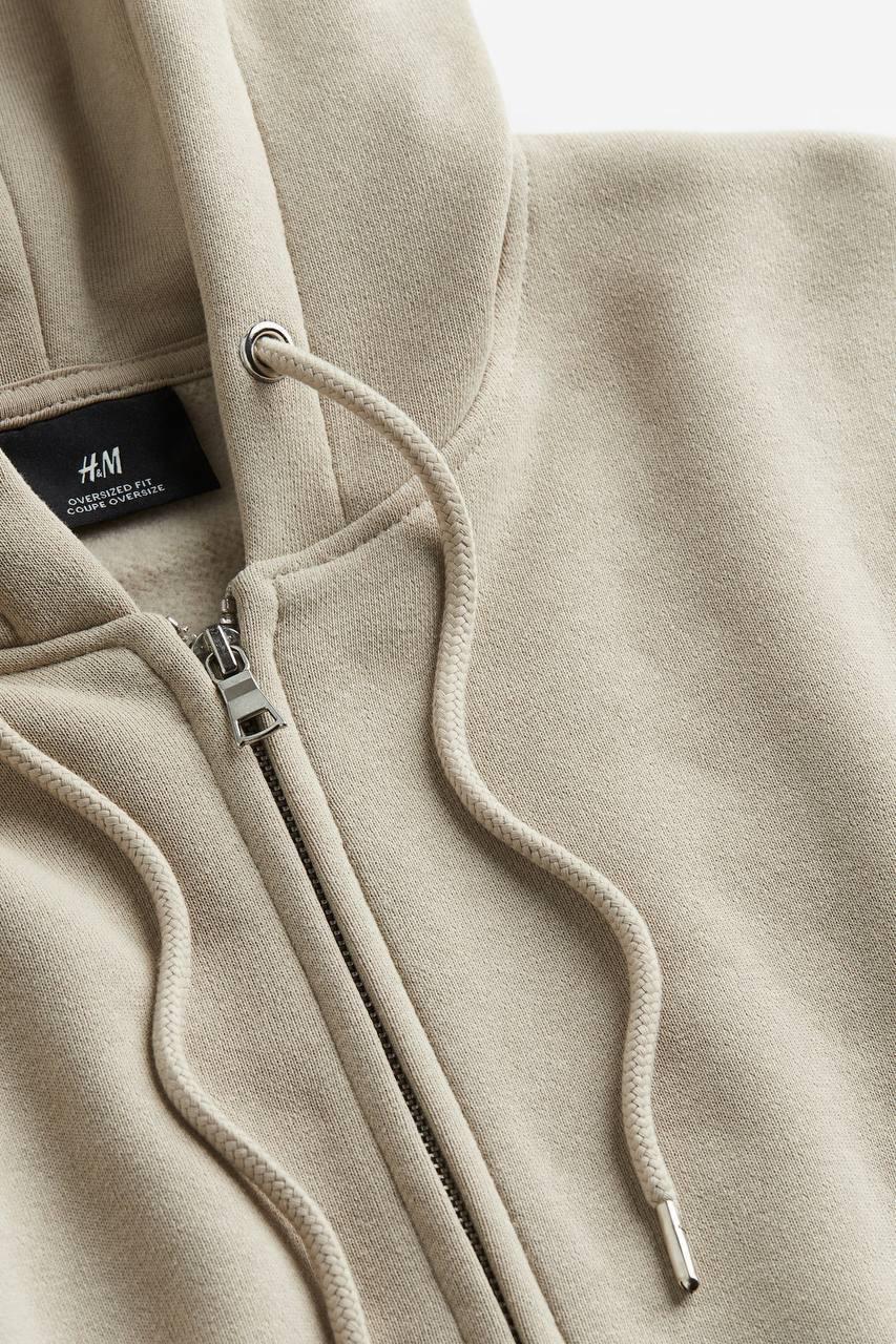 Loose Fit Zip-through hoodie Beige