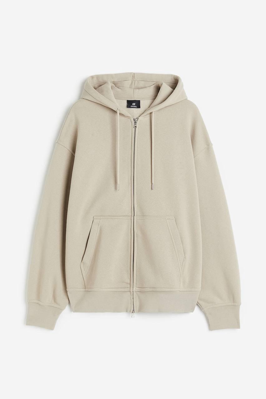 Loose Fit Zip-through hoodie Beige