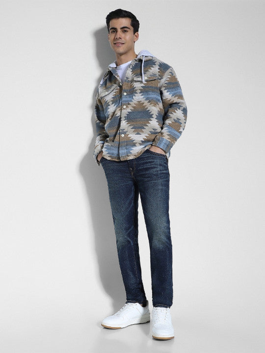 AE Hooded Aztec Fleece Shirt Jacket Beige – Men's