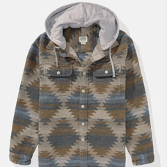 AE Hooded Aztec Fleece Shirt Jacket Beige – Men's