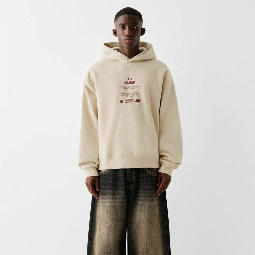 Bersheka "High Demand" Graphic Hoodie