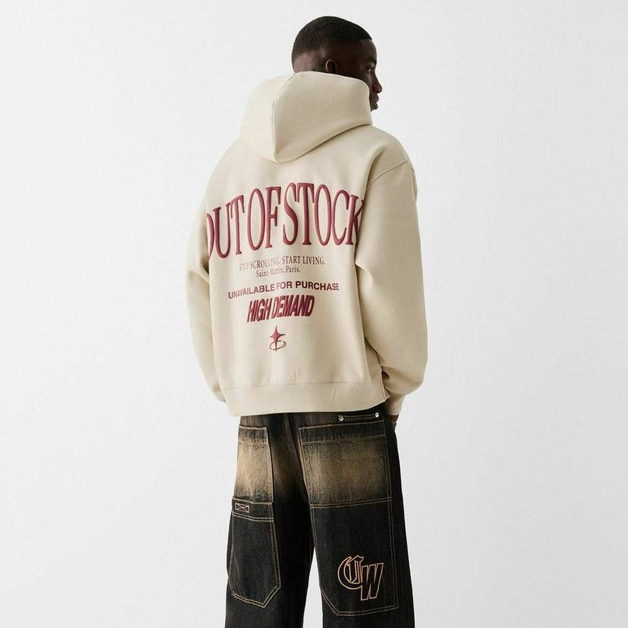 Bersheka "High Demand" Graphic Hoodie