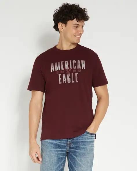 American Eagle Burgundy Graphic T-Shirt – Men's