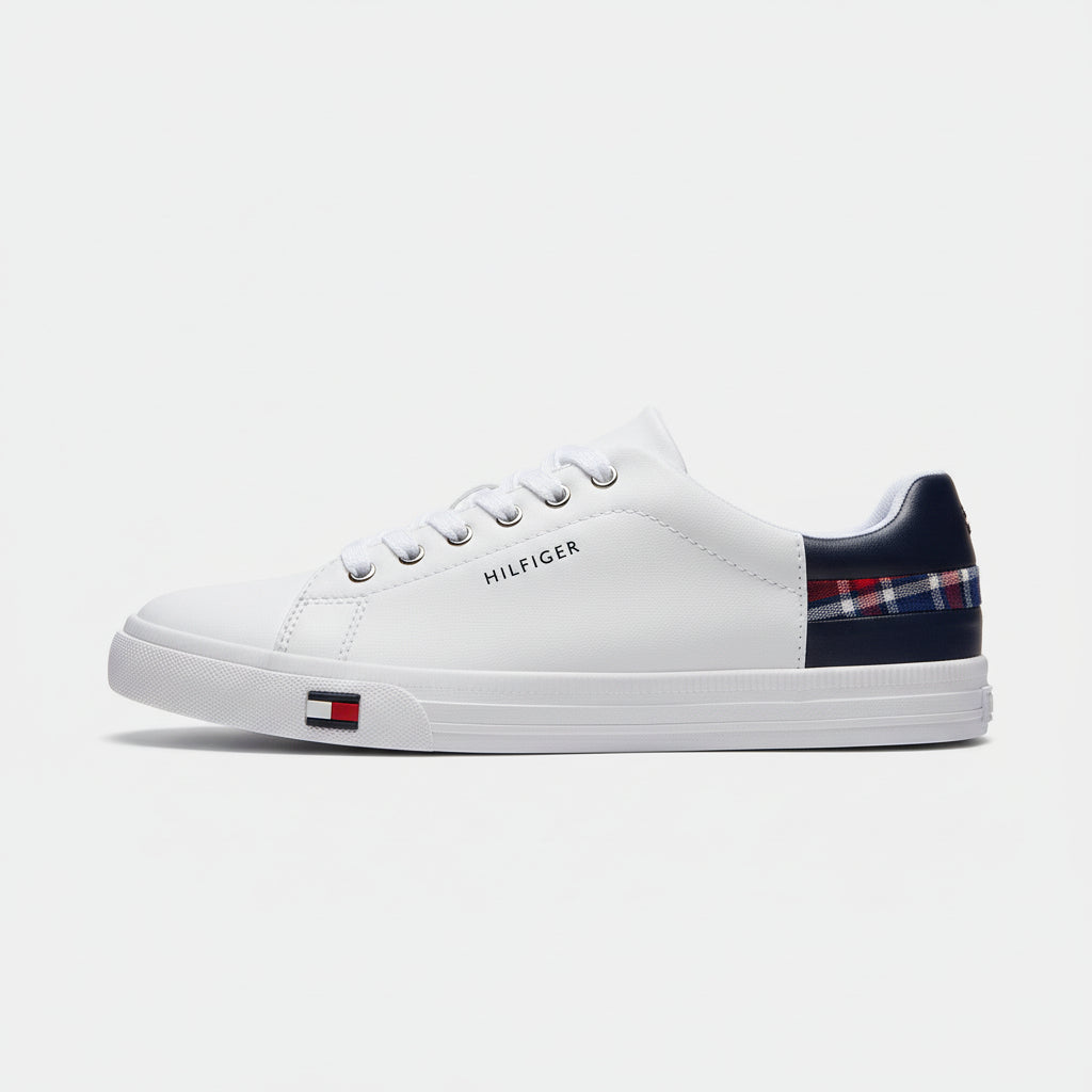 Tommy Hilfiger Plaid Accent Court Sneakers White