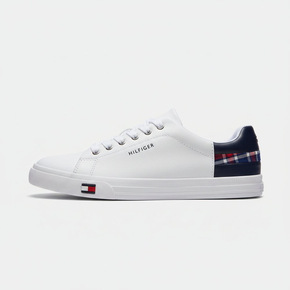 Tommy Hilfiger Plaid Accent Court Sneakers White