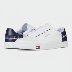 Tommy Hilfiger Plaid Accent Court Sneakers White